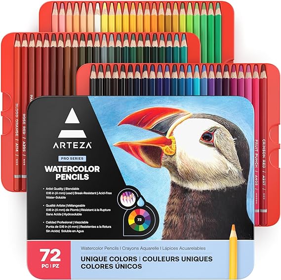 Watercolor Pencils, 72 Colored Drawing Pencils for Artists, Water Color Pencils in Tin Box