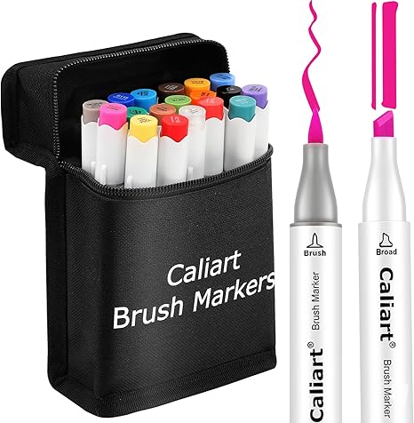 Caliart 24-Color Shimmer Double-Line Drawing Doodle Outline Markers