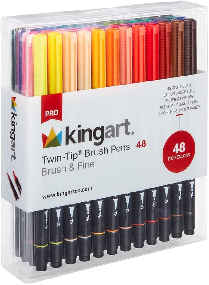 KINGART PRO Dual Twin-Tip Brush Pens