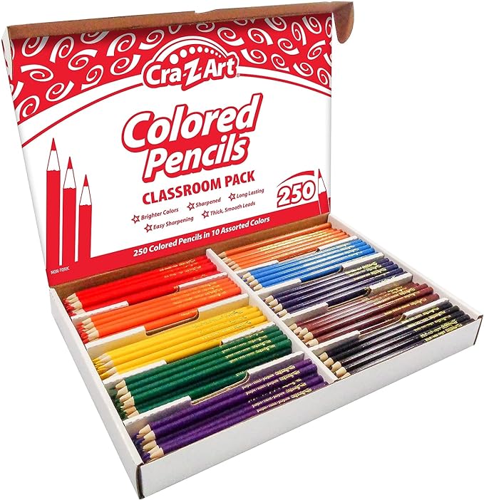 Cra-Z-art Colored Pencils Bulk Class Pack 250ct 10 Assorted Colors