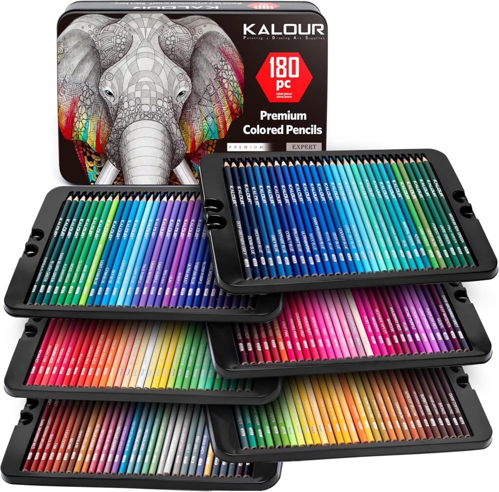 KALOUR 180 Colored Pencil Set for Adults Artists - Rich Pigment Soft Core