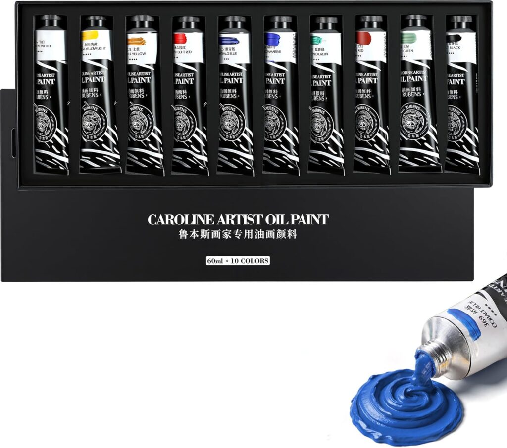 Rubens Oil Paint Set – 10 Large 60ml Tubes Professional High Saturation Colors for Canvas, Landscape Art Supplies for Artists & Beginners
