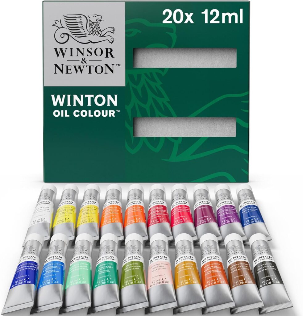 Winsor & Newton Winton Oil Color Paint Set – 20 Vibrant 12ml Tubes Professional Artist Oil Paints