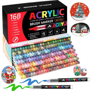 12-168 Color Direct Liquid Acrylic Paint Pen Set – Professional Waterproof Art Markers for DIY Graffiti & Sketching