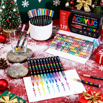 Christmas Acrylic Marker Set – 12 to 288 Colors, Soft-Tip Liquid Markers for Holiday DIY Art