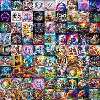 Diamond Painting Kit – 102030pcs Random Cartoon, Floral & Human Patterns (20x20cm Full Drill)