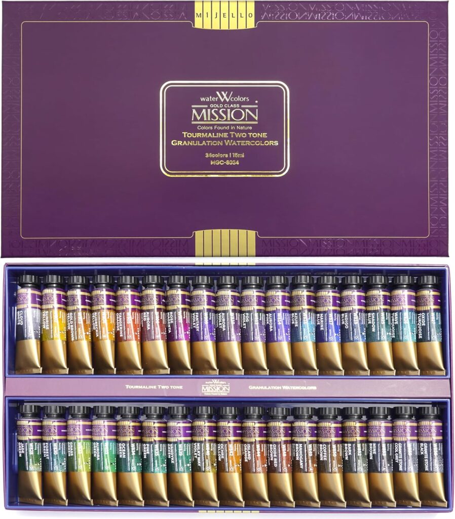 Mijello Mission Tourmaline Two-tone Granulation Watercolors 15ml x 34 Colors